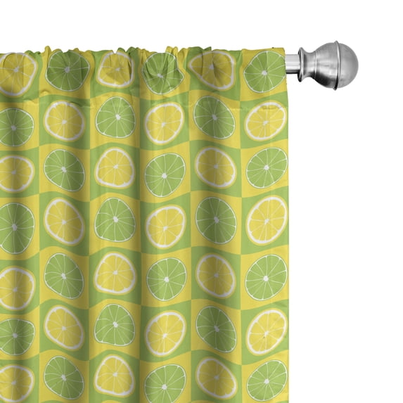 Ambesonne Lime Green Curtains, Lemon Lime Pop Art, Pair of 28"x63", Yellow Lime Green