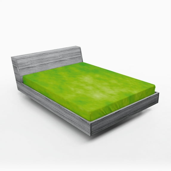 Ambesonne Lime Green Fitted Sheet 2 Pcs Set, Cloudy Color Shade, California King, Lime Green Avocado Green