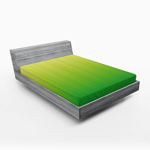 Ambesonne Lime Green Fitted Sheet 2 Pcs Set, Striped Futuristic, Queen, Pale Green