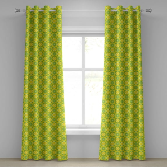 Ambesonne Lime Green Grommet Curtain, Lemon Lime Pop Art, 50" x 120", Yellow Lime Green