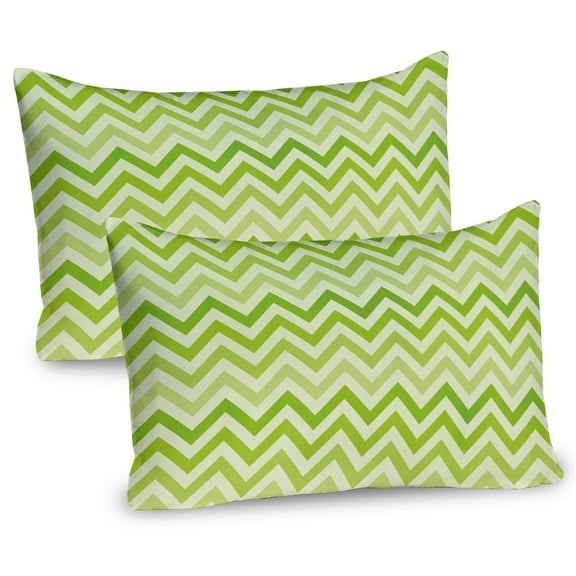 Ambesonne Lime Green Pillow Sham 2 Pack, Traditional Chevron, 30"x20", Pale Green