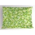 thumbnail image 1 of Ambesonne Lime Green Pillow Sham, Triangles Pyramids, 36" X 20", Pale and Fern Green, 1 of 2