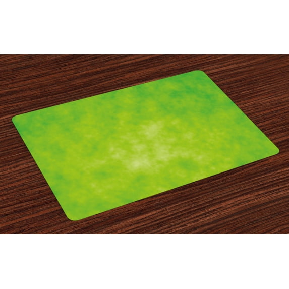 Ambesonne Lime Green Place Mats Set of 4, Cloudy Color Shade, Standard Size, Lime Green Avocado Green