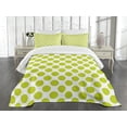 thumbnail image 1 of Ambesonne Lime Green Quilted Bedspread Set 3 Pcs, Girlish Vintage Dots, Queen Size, Lime Green White, 1 of 5