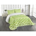 thumbnail image 1 of Ambesonne Lime Green Quilted Bedspread Set 3 Pcs, Traditional Chevron, King Size, Pale Green, 1 of 5