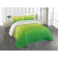 thumbnail image 1 of Ambesonne Lime Green Quilted Coverlet 3 Pcs, Striped Futuristic, King Size, Pale Green, 1 of 4