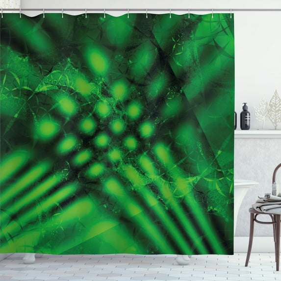 Ambesonne Lime Green Shower Curtain, Psychedelic Blurry, 69"Wx84"L, Hunter Green Black