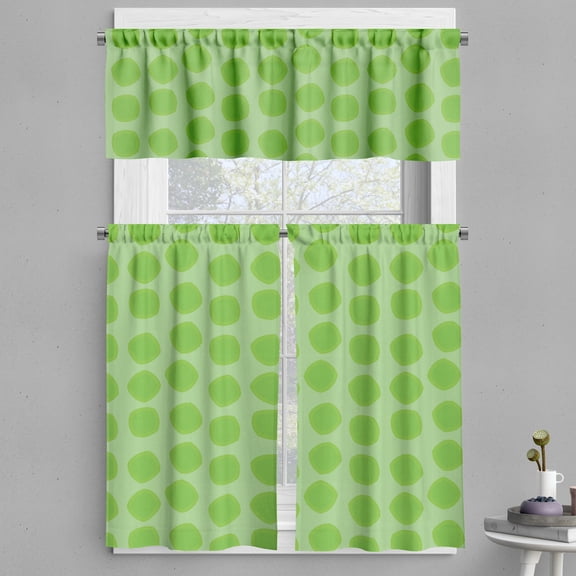 Ambesonne Lime Green Valance & Curtain, Simple Geometrical, 55"x45", Almond Green