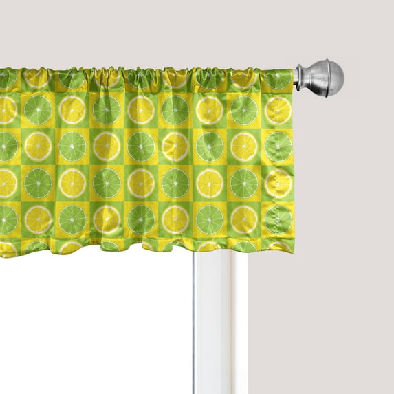 Ambesonne Lime Green Window Valance, Lemon Lime Pop Art, 54" X 12", Yellow Lime Green
