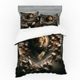 thumbnail image 1 of Ambesonne Lion Bedding Set 4 Pcs, King Emerging from Brick Wall, Queen, Pale Mustard and Dark Mustard, 1 of 2
