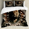 thumbnail image 1 of Ambesonne Lion Duvet Cover Set, King Emerging from Brick Wall, Queen, Pale Mustard and Dark Mustard, 1 of 6