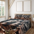 thumbnail image 1 of Ambesonne Lion Fitted & Top Sheet Set with Sham, Brick Wall and Classical Pose, Ginger Coconut, 1 of 1