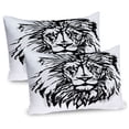 thumbnail image 1 of Ambesonne Lion Pillow Sham 2 Pack, Savannah Wildlife Pattern, 36"x20", Pale Grey White and Black, 1 of 3