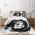 thumbnail image 1 of Ambesonne Lion Quilted Bedspread Set 2 Pcs, King of the Forest Freedom, Twin Size, Black and White, 1 of 5