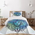 thumbnail image 1 of Ambesonne Lion Quilted Bedspread Set 2 Pcs, Portrait King of Forest, Twin Size, Pale Blue Turquoise, 1 of 6
