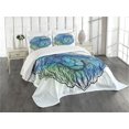 thumbnail image 1 of Ambesonne Lion Quilted Bedspread Set 3 Pcs, Portrait King of Forest, Queen Size, Pale Blue Turquoise, 1 of 5
