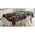 thumbnail image 1 of Ambesonne Lion Tablecloth Rectangular Table Cover, Brick Wall and Classical Pose, 52"x70", Ginger Coconut, 1 of 3