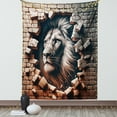 thumbnail image 1 of Ambesonne Lion Tapestry Wall Hanging, Brick Wall and Classical Pose, 60"x80", Ginger Coconut, 1 of 3