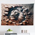 thumbnail image 1 of Ambesonne Lion Wall Hanging Tapestry, Brick Wall and Classical Pose, 45"x30", Ginger Coconut, 1 of 2