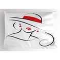 thumbnail image 1 of Ambesonne Lips Pillow Sham, Black Stroke Contour Drawing, 36" X 20", Charcoal Grey Vermilion, 1 of 2