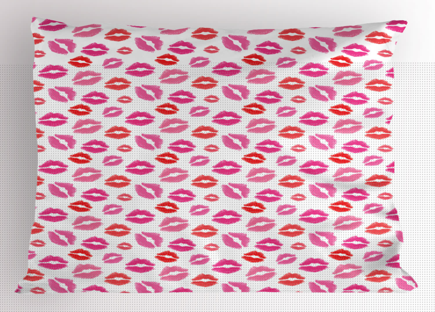 Ambesonne Lips Pillow Sham, Pink and Red Romantic Kisses, 26" X 20", Multicolor