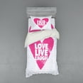 thumbnail image 1 of Ambesonne Live Laugh Love Bedding Set 3 Pcs, Notebook Words, Twin XL, Hot Pink White, 1 of 3