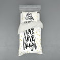thumbnail image 1 of Ambesonne Live Laugh Love Bedding Set 3 Pcs, Phrase Dots, Twin, Black White Yellow, 1 of 2