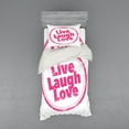 thumbnail image 1 of Ambesonne Live Laugh Love Bedding Set 3 Pcs, Retro Art, Twin, Hot Pink White, 1 of 2