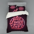 thumbnail image 1 of Ambesonne Live Laugh Love Bedding Set 4 Pcs, Bokeh Hearts, Queen, Salmon Dark Purple Red, 1 of 2