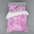 thumbnail image 1 of Ambesonne Live Laugh Love Bedding Set 4 Pcs, Dreamy Positive, Queen, Pale Pink Lavender White, 1 of 2
