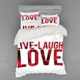 thumbnail image 1 of Ambesonne Live Laugh Love Bedding Set 4 Pcs, Rose Petals, Queen, Red White and Black, 1 of 2