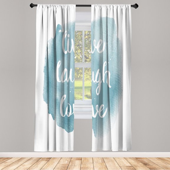 Ambesonne Live Laugh Love Curtains, Paintbrush Print, Pair of 28"x63", Pale Azure
