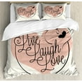 thumbnail image 1 of Ambesonne Live Laugh Love Duvet Cover Sets, Heart Butterfly, 2-King, Pale Pink Black White, 1 of 3