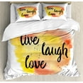 thumbnail image 1 of Ambesonne Live Laugh Love Duvet Cover Sets, Soft Watercolor, 2-Queen, Yellow Coral Black, 1 of 3