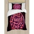thumbnail image 1 of Ambesonne Live Laugh Love Duvet Cover Sets, Vibrant Circle, 2-Twin, Coral Plum White, 1 of 4