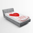 thumbnail image 1 of Ambesonne Live Laugh Love Fitted Sheet, Heart Smile, Twin XL Size, Red White, 1 of 2
