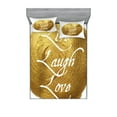 thumbnail image 1 of Ambesonne Live Laugh Love Fitted Sheet & Pillow Sham Set, Big Spot Words, King, Pale Coffee Yellow, 1 of 2