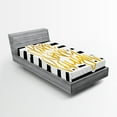 thumbnail image 1 of Ambesonne Live Laugh Love Fitted Sheet, Stripes Text, Twin XL Size, Yellow White and Black, 1 of 3