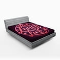 thumbnail image 1 of Ambesonne Live Laugh Love Fitted Sheet, Vibrant Circle, Queen Size, Coral Plum White, 1 of 2