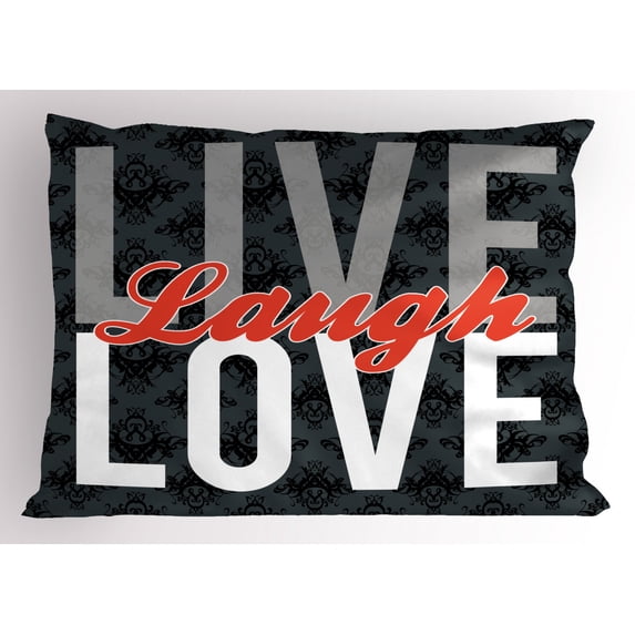 Ambesonne Live Laugh Love Pillow Sham, Antique Damask, 36" X 20", Multicolor