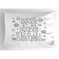 thumbnail image 1 of Ambesonne Live Laugh Love Pillow Sham, Doodle Words, 26" X 20", Black White, 1 of 2