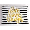 thumbnail image 1 of Ambesonne Live Laugh Love Pillow Sham, Stripes Text, 36" X 20", Yellow White and Black, 1 of 2