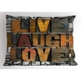 thumbnail image 1 of Ambesonne Live Laugh Love Pillow Sham, Values Words, 26" X 20", Multicolor, 1 of 2