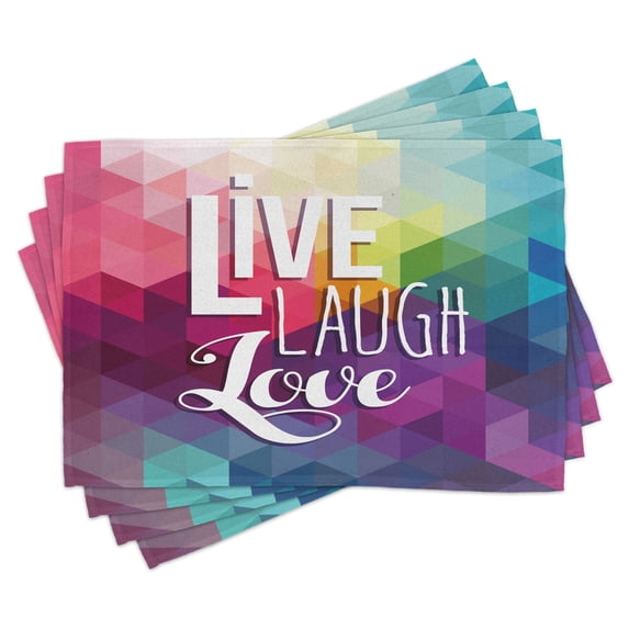 Ambesonne Live Laugh Love Place Mats Set of 4, Words Mosaic, Standard Size, Multicolor