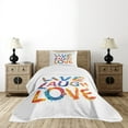 thumbnail image 1 of Ambesonne Live Laugh Love Quilted Bedspread Set 2 Pcs, Joyful Words, Twin Size, Multicolor, 1 of 6
