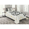 thumbnail image 1 of Ambesonne Live Laugh Love Quilted Bedspread Set 2 Pcs, Phrase Dots, Twin Size, Black White Yellow, 1 of 3