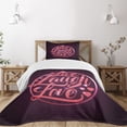 thumbnail image 1 of Ambesonne Live Laugh Love Quilted Bedspread Set 2 Pcs, Vibrant Circle, Twin Size, Coral Plum White, 1 of 5