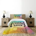thumbnail image 1 of Ambesonne Live Laugh Love Quilted Bedspread Set 2 Pcs, Wise Phrase, Twin Size, Multicolor, 1 of 6