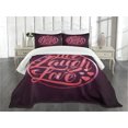 thumbnail image 1 of Ambesonne Live Laugh Love Quilted Bedspread Set 3 Pcs, Bokeh Hearts, King Size, Salmon Dark Purple Red, 1 of 5