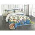 thumbnail image 1 of Ambesonne Live Laugh Love Quilted Bedspread Set 3 Pcs, Floral Doodles, Queen Size, Multicolor, 1 of 5